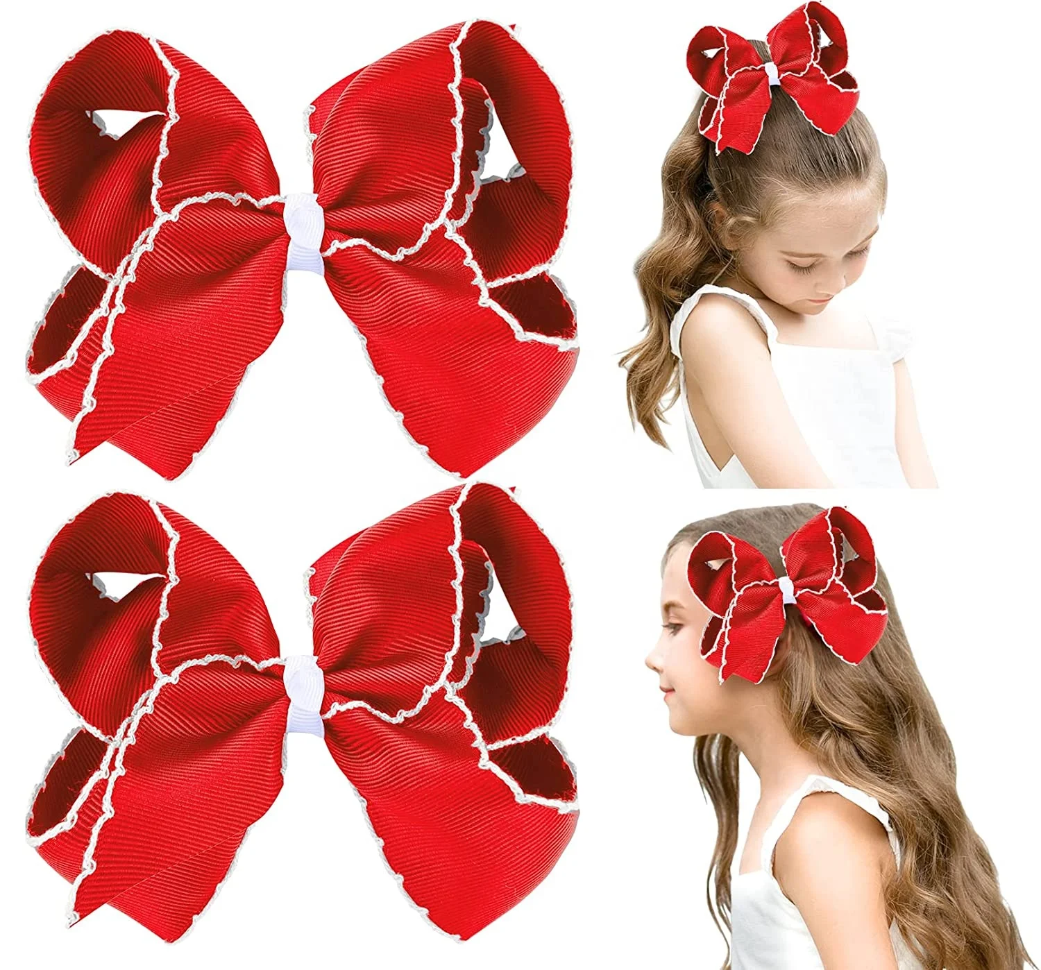 OKAY Wholesale Custom New Designs Multic Size Solid Color Scalloped Edge Grosgrain Ribbon For Hair Bows