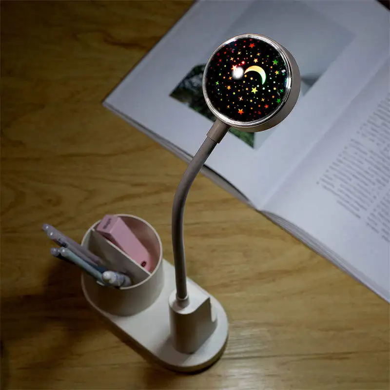 New Kids Led Rechargeable Starry Sky Table Lamp With Pen Holder Modern Led Table Lamp For Bedroom
