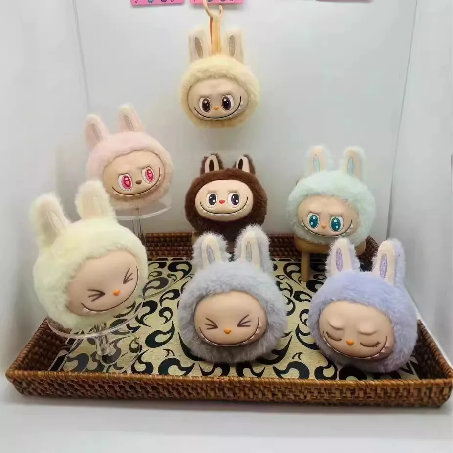 Ruunjoy 2024 New Sale Anime Labubu Sitting 2nd Generation Little Head Model Toy Cute Monster plush Keychain Toy Birthday Gifts