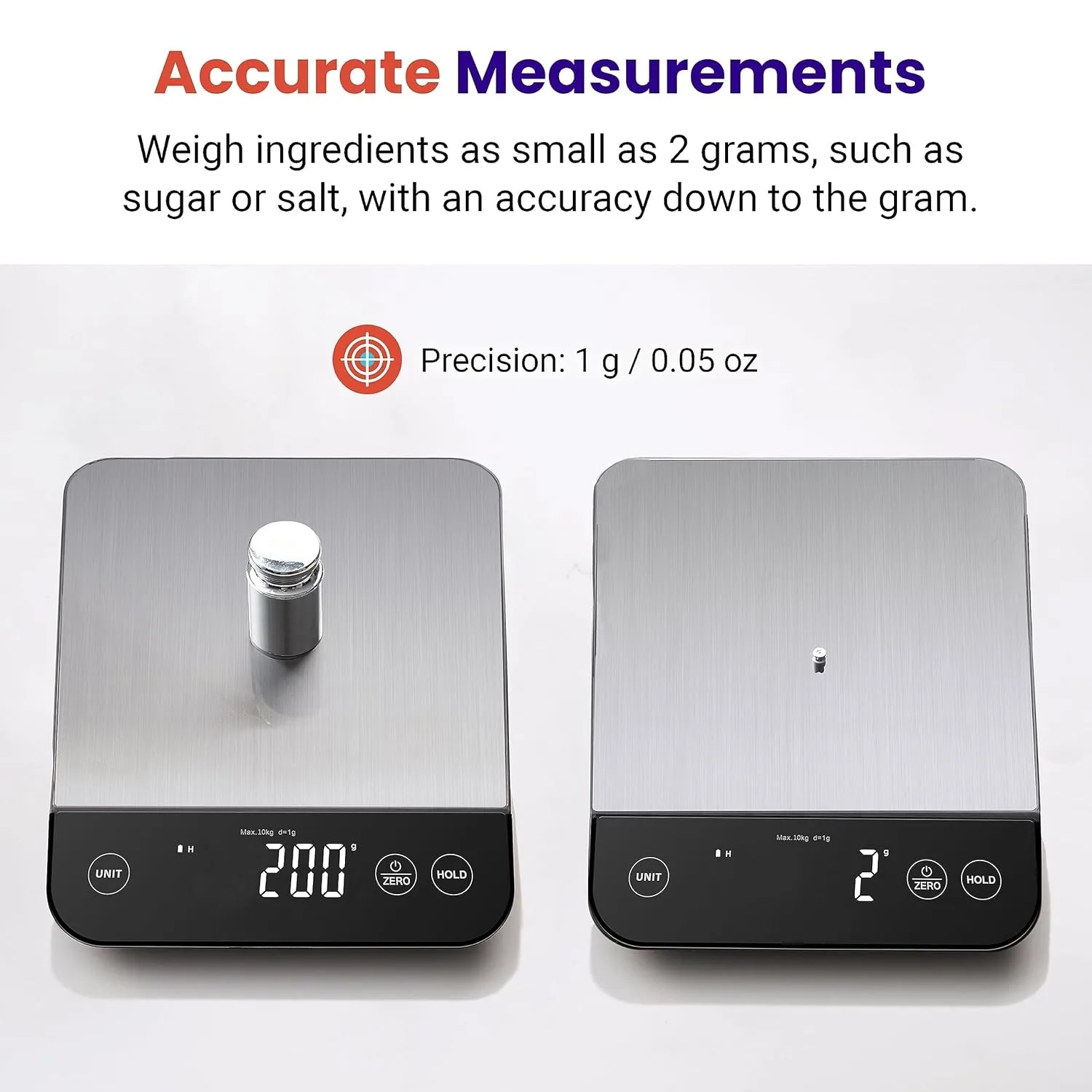 Hot Sale  22lb Digital Scale Weight Grams and Oz IPX6 Waterproof Type-C Rechargeable Food Kitchen Scale