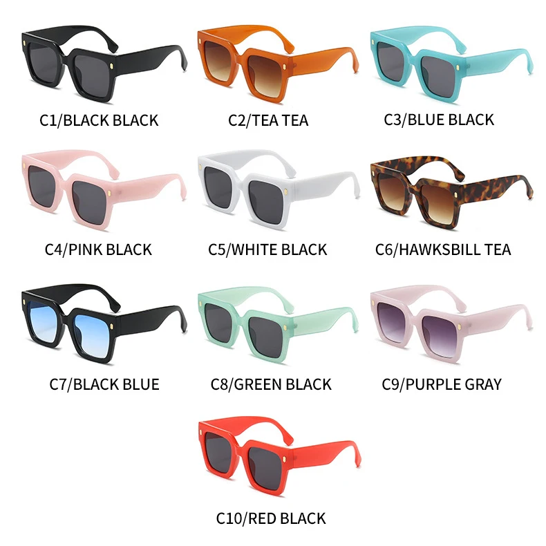 Whosale High Quality Square Big Frame Eyeglasses Classic Fashion Sun Glasses UV400 Polarized Unisex PC Frames Sunglasses