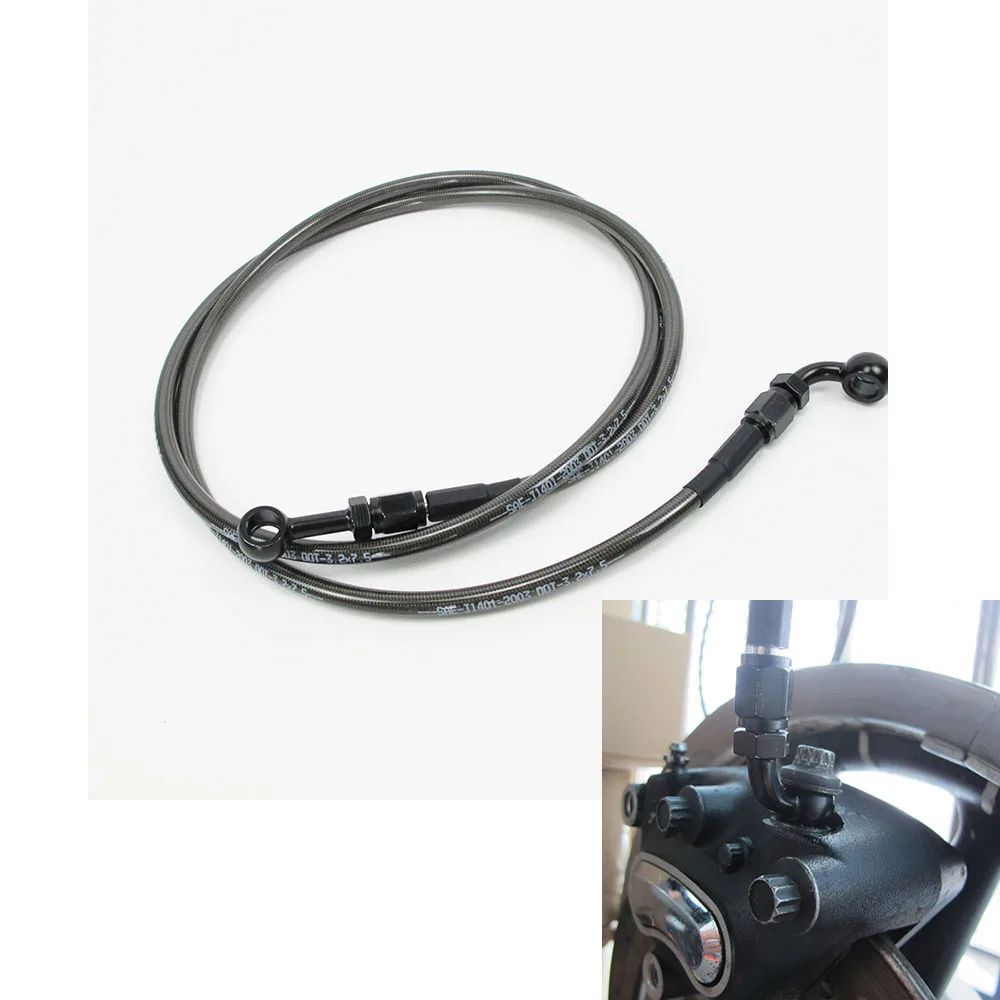 Smoked Stainless Steel Brake Hose Black Plastic Skin Brake Line Cable for Harley Softail Dyna