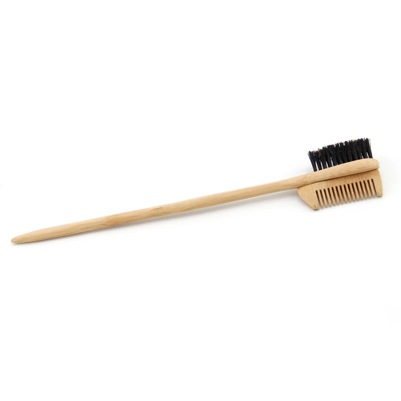 Luxury Edge Brush with Rat Tail for Hair Parting of Private Label Bamboo Boar Bristle Edge Hair Control Brush