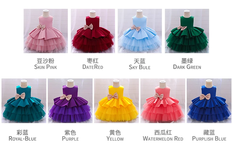 Latest Sequin Bow  Baby Girl Dresses Popular Little Kids Birthday Party Wedding Dress kids Girl Party Dress Grown