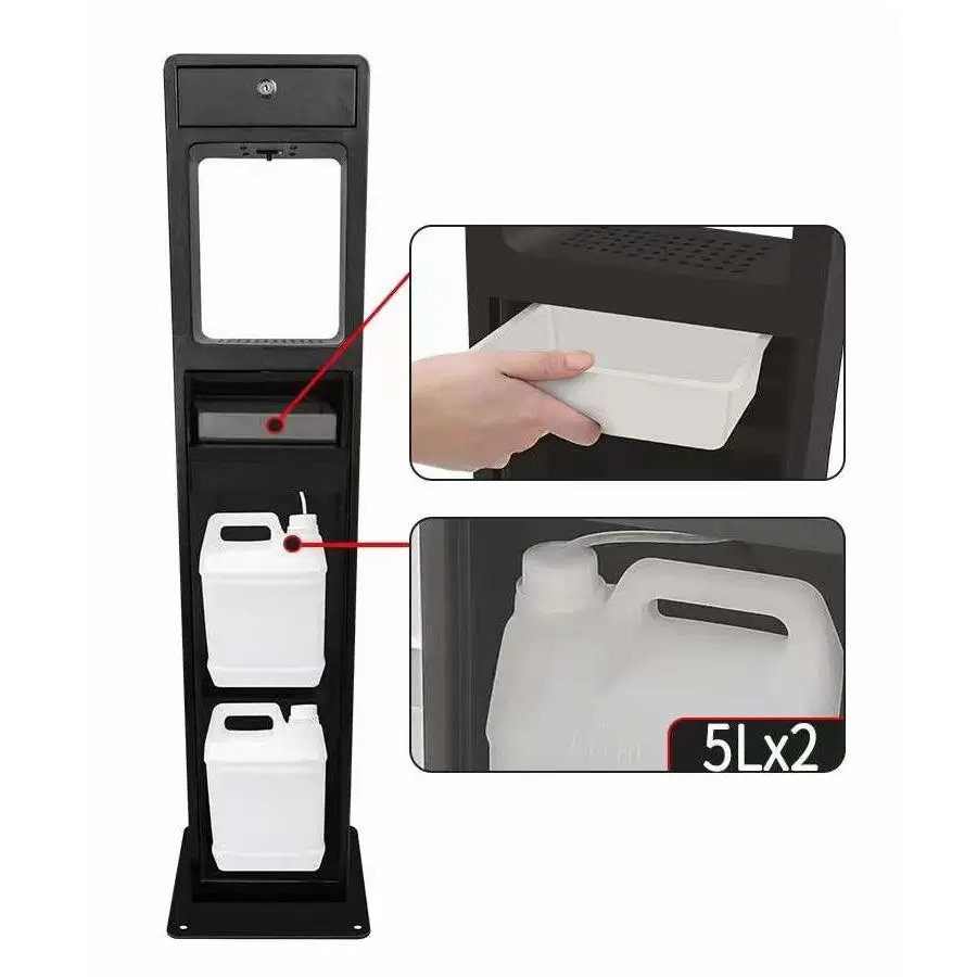 Floor stand metal 5L automatic liquid spray walk through type hygiene cleaning station boot