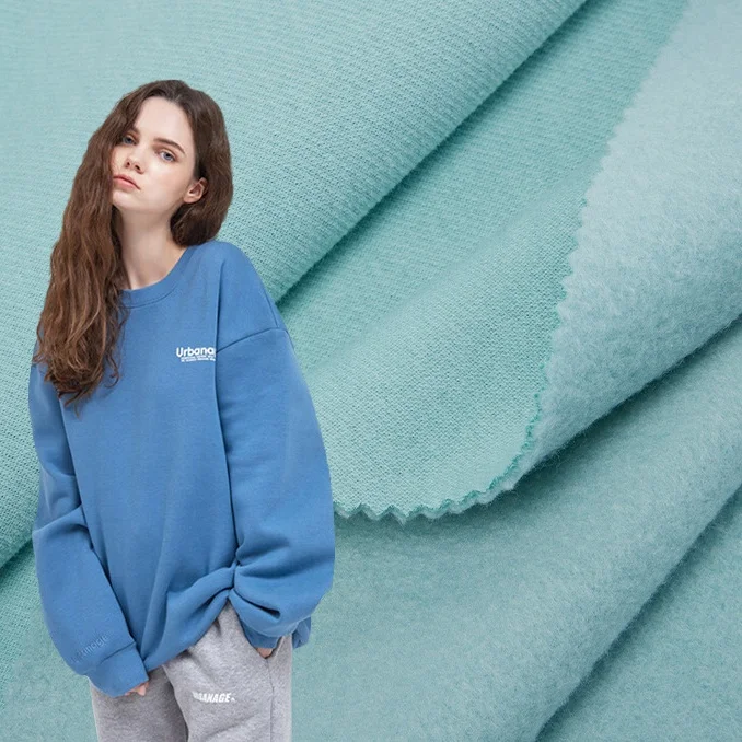 
China Textiles 330GSM Heavyweight Back Side CVC Twill Terry Fleece Fabric 