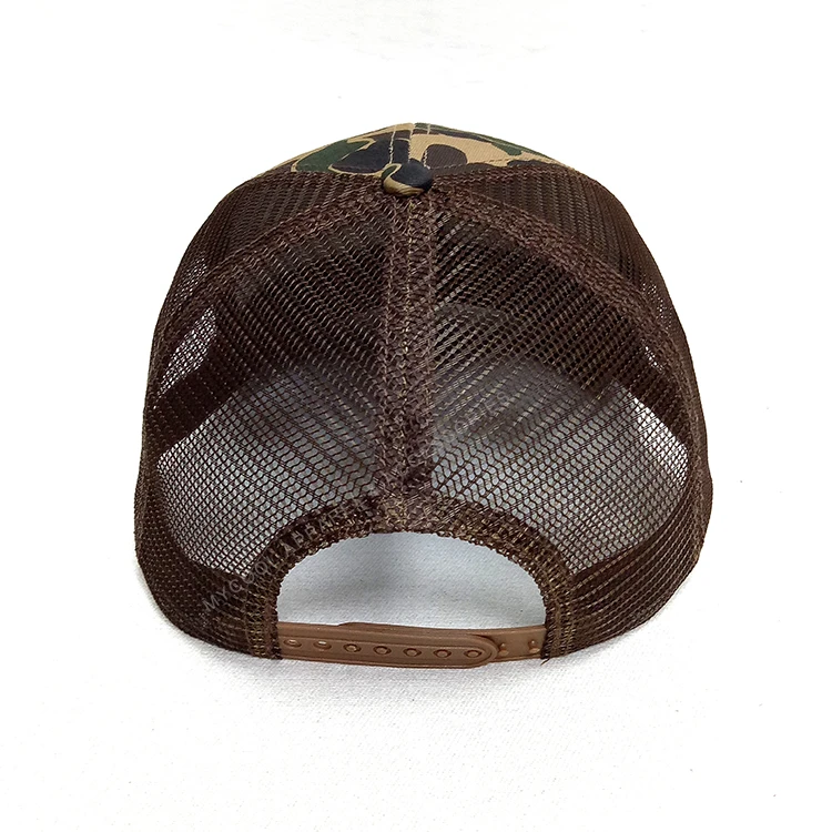 Custom High Quality Duck Camo Style Mens Designer Vintage Brown Plain Mesh Trucker Hat