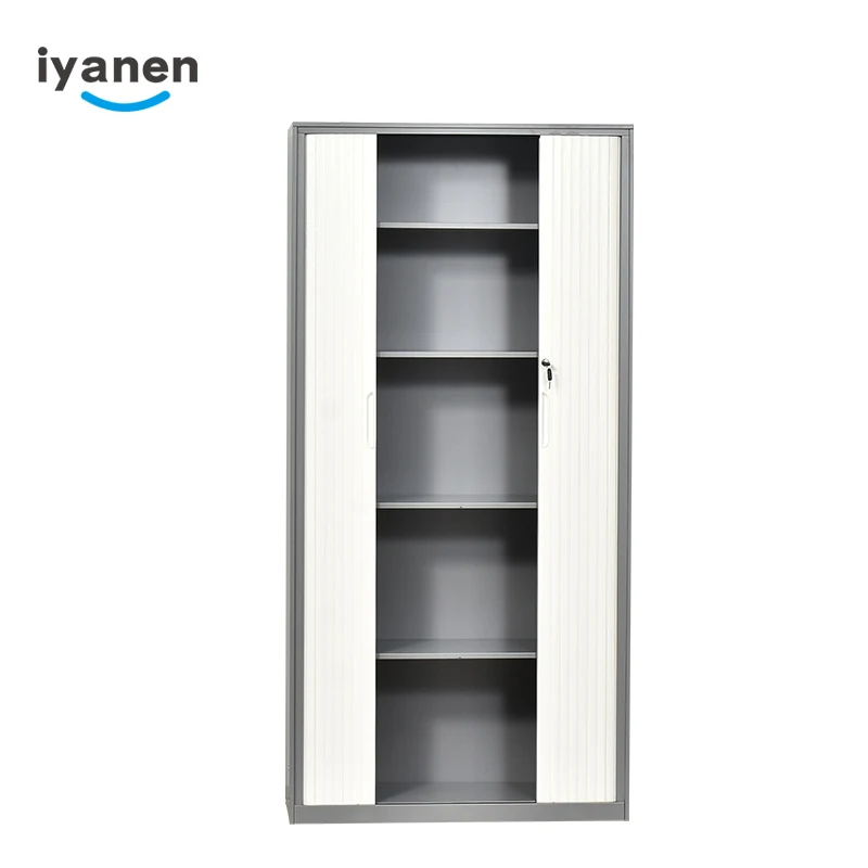 IYANEN Modern adjustable 5 shelf grey beige ABS roller shutter door storage display steel filing cabinet