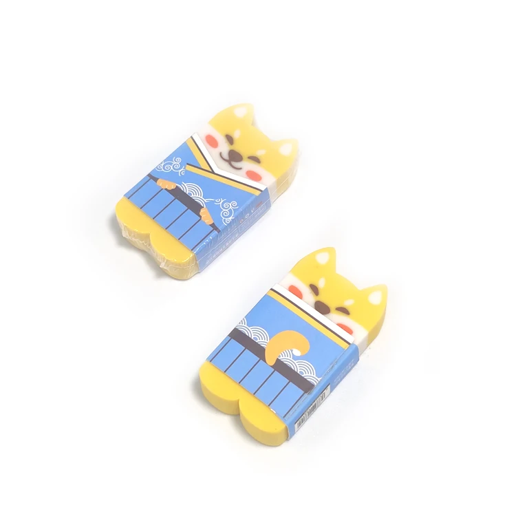 Top factory wholesale custom korean mini yellow dog shape rubbers erasers school supplies cute Kawaii Eraser for kids