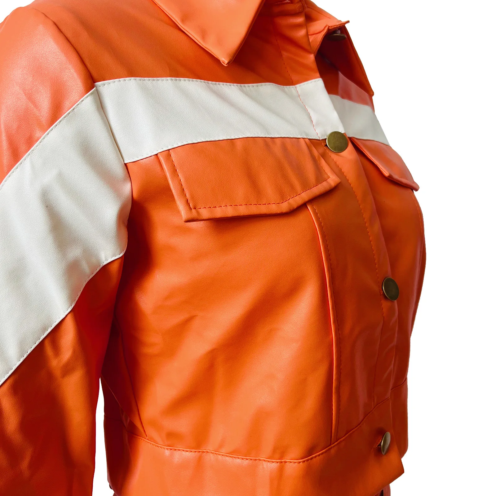 ZHEZHE Autumn Winter Clothing Boutique Leather Outfit Skinny Street Wear Pu Leather Cropped Jacket and Shorts Women 2 Piece Set