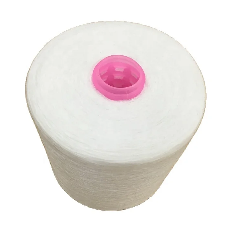 Необработанная белая окрашиваемая конусная пряжа 100% полиэфирная сердцевина 40/2 40/3