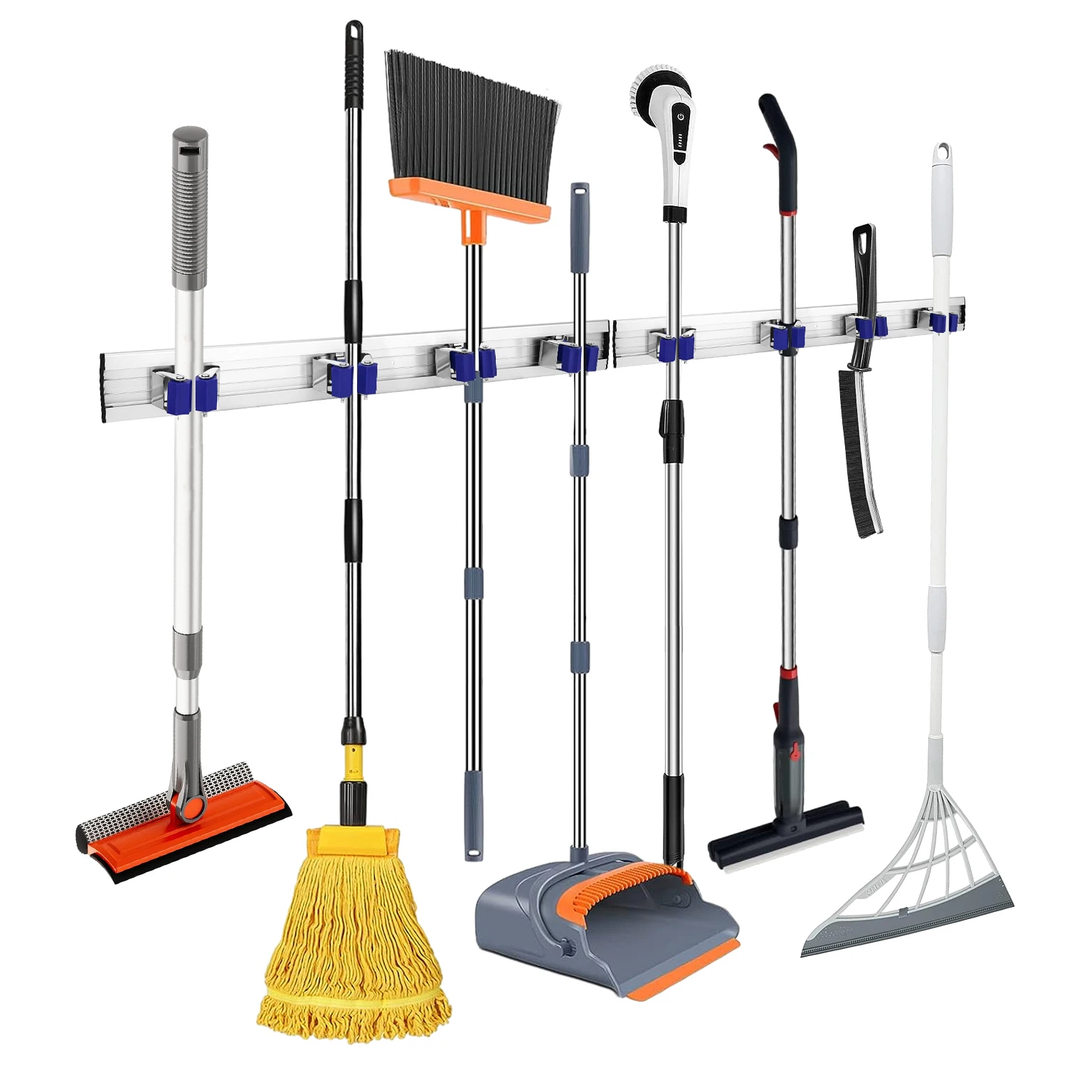 Heavy Duty Upgraded Metal Aluminum Storage Organizer Hanger Wall Mount Garden Rack Broom Mop Holder