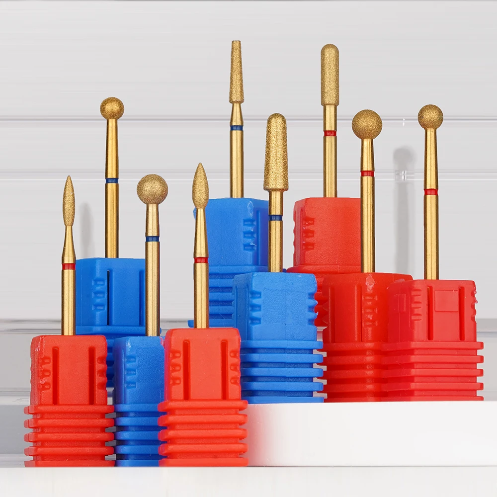 9 Models Gold Coating High Quality Diamond Nail Drill Bits Professional Cuticle Clean Bit
