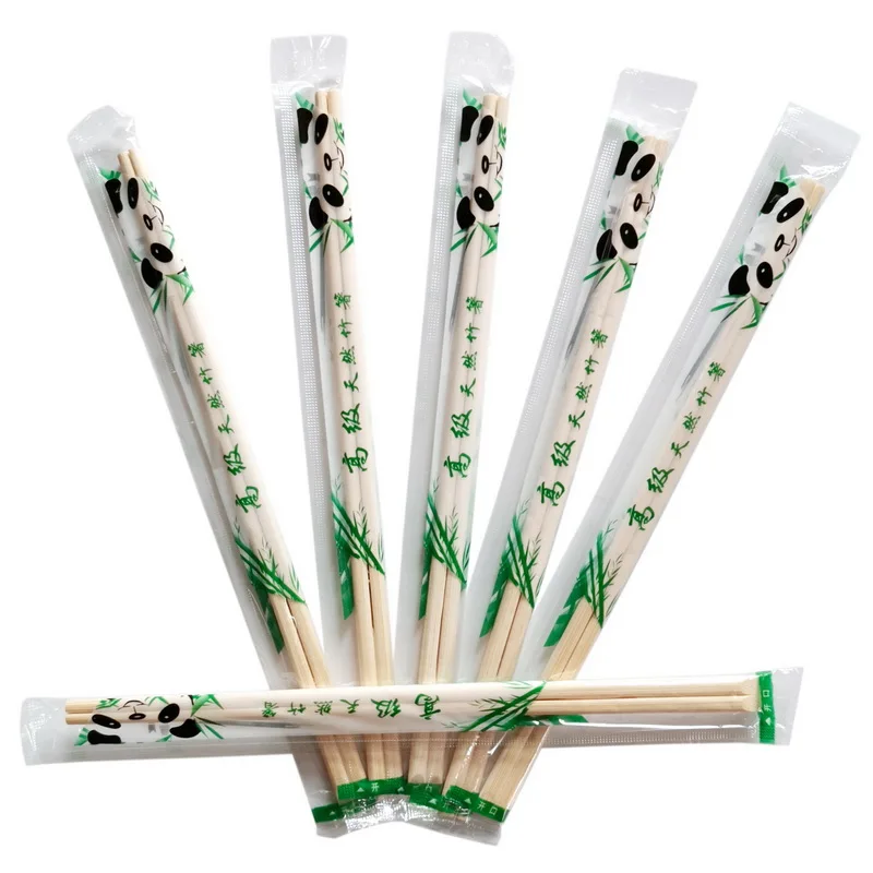 20 Cm Factory  Wholesale Restaurant  Fast Food OPP  Wrapped Bulk Chopsticks Customized Logo Bamboo Round Chopsticks