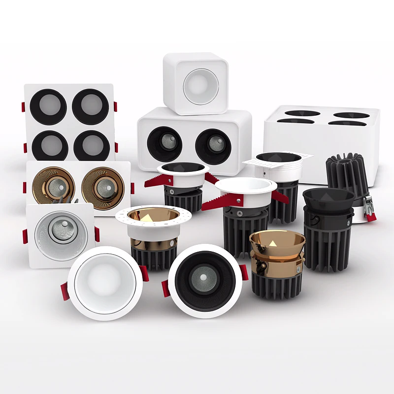 Wholesale factory 10 inch gypsum downlight slim dali dimmable square downlights black white gold recessed led downlight module