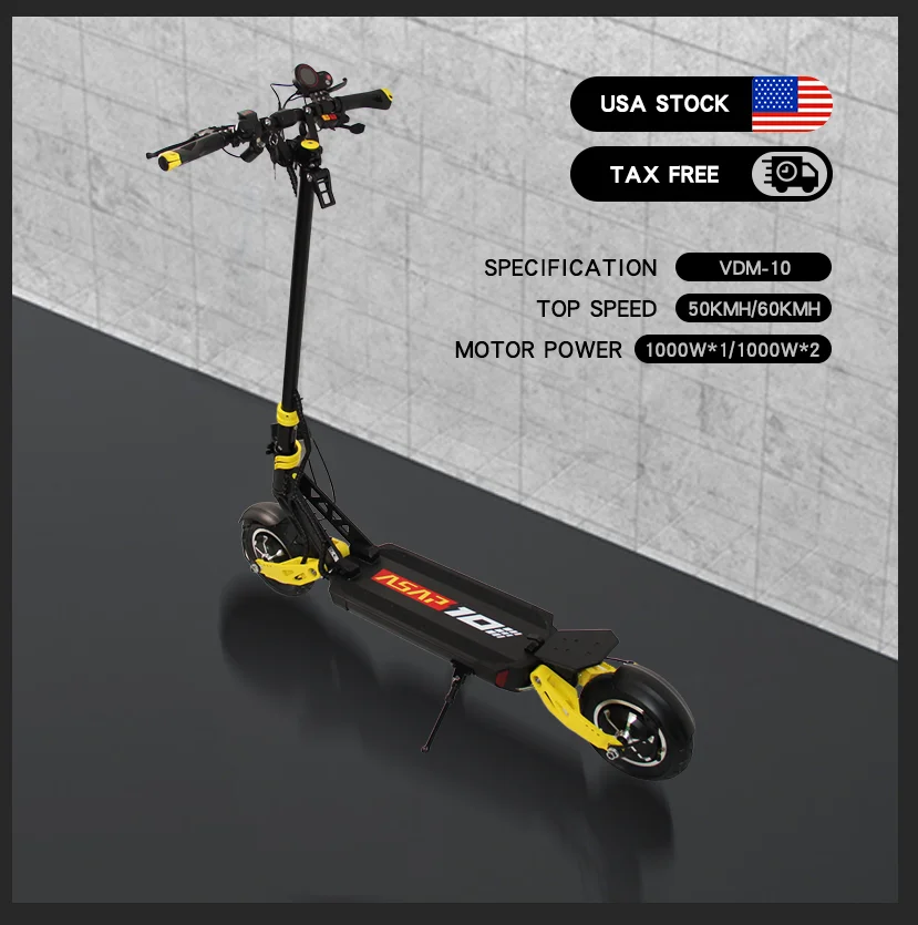 Tax Free VDM 10 Scooter Fast Delivery Powerful Brushless Motor Adult Electric Kick Scooter USA Stock