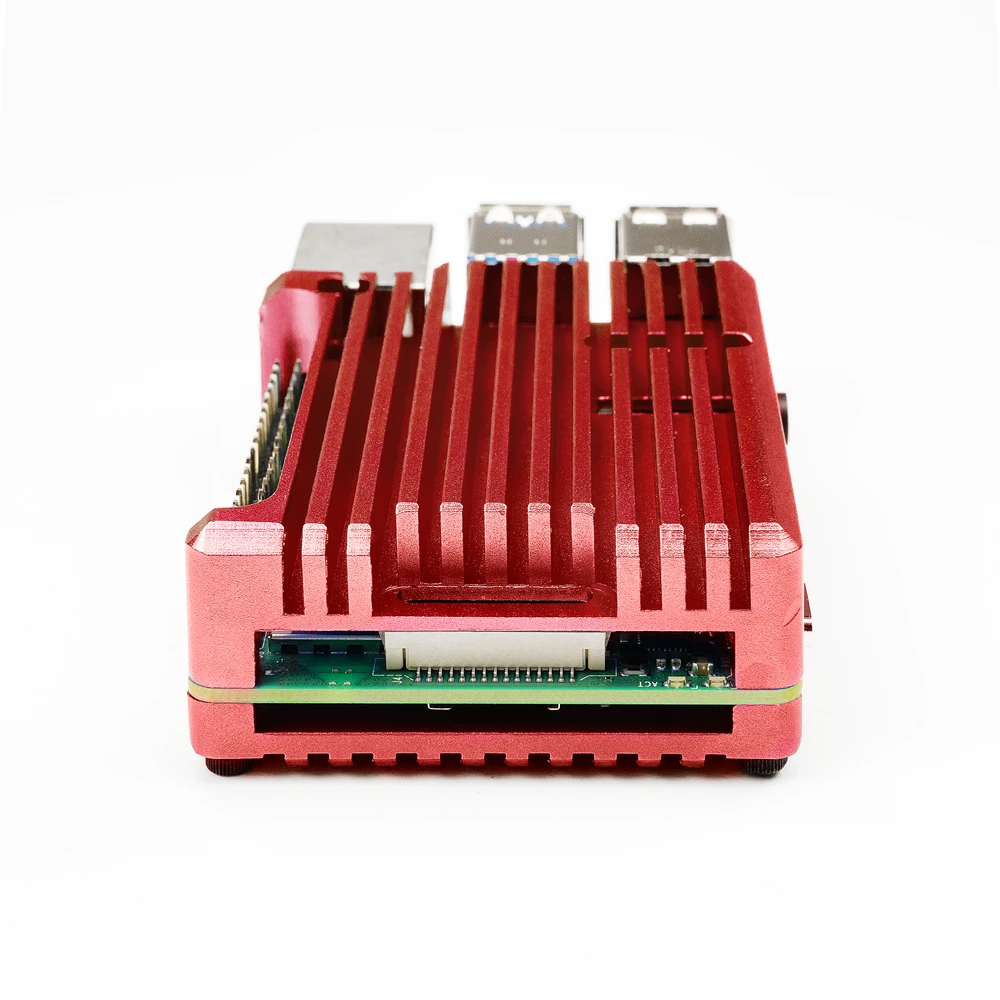 
Raspberry Pi 4 Armor Case with Dual Fan Armor Aluminum Alloy Passive Cooling Case Compatible-RED 