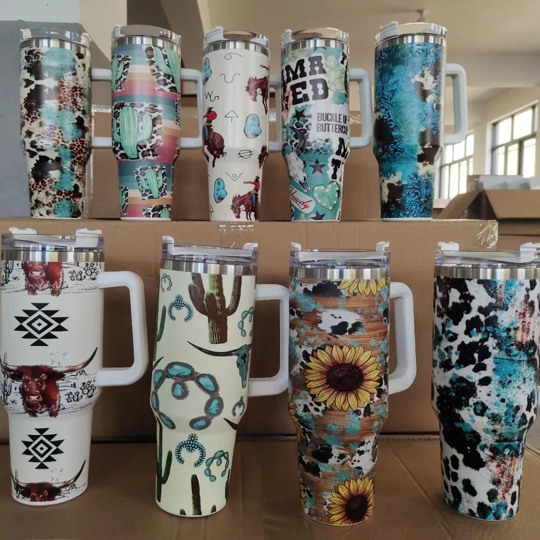 40 OZ Personalized Western Leopard Cow Tumbler
