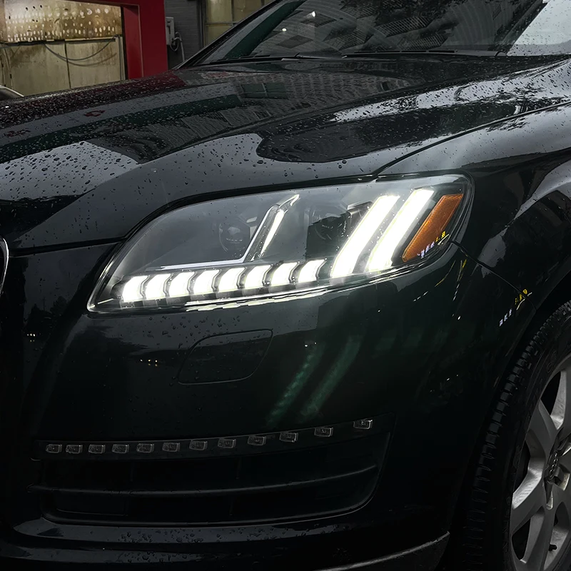 REMABAN Fro Audi Q7 headlight assembly 05-15 Q7 old model modified new laser LED headlight streamer steering
