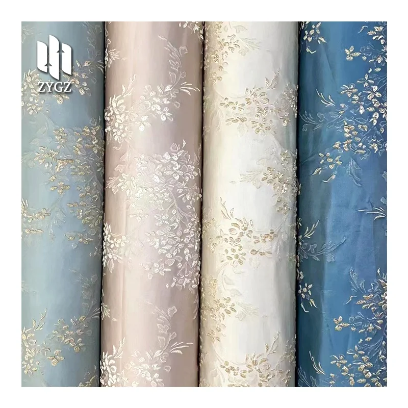 Jacquard Polyester Fabric for Dress Household Textiles Satin Jacquard Fabric Pointelle Fabric Drapery Upholstery Crafts
