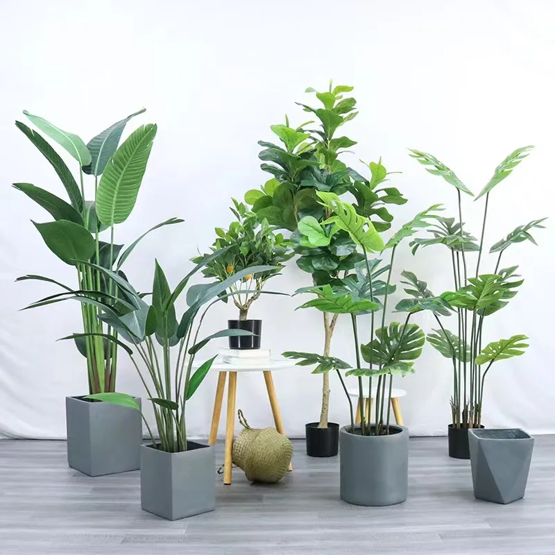 High Simulation New Style Indoor Decor Tropical Real Tree Plastic Durable Tree Artificial Plants For Home Hotel Office Use