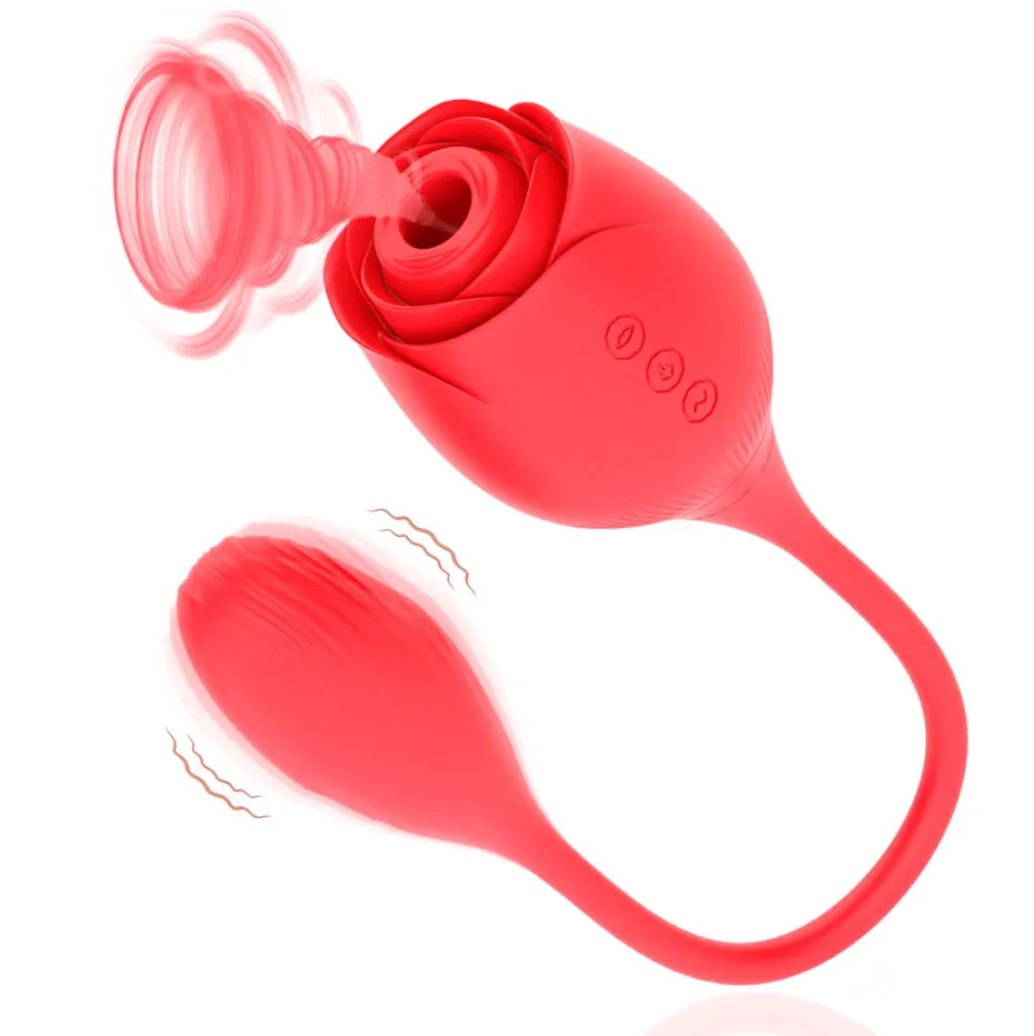 Hot Sale Best Seller Rose Sucking Vibrator 2 In 1 Rose Shape Vibrator Sex Toy Rose Vibrator Sex Products For Women
