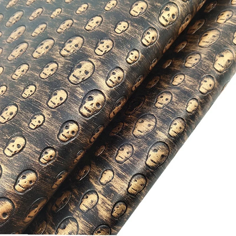 Newest skull  Embossed designer VINYL Bag Key Chain PVC Leather for shoes wallet Making also can do customized desgin