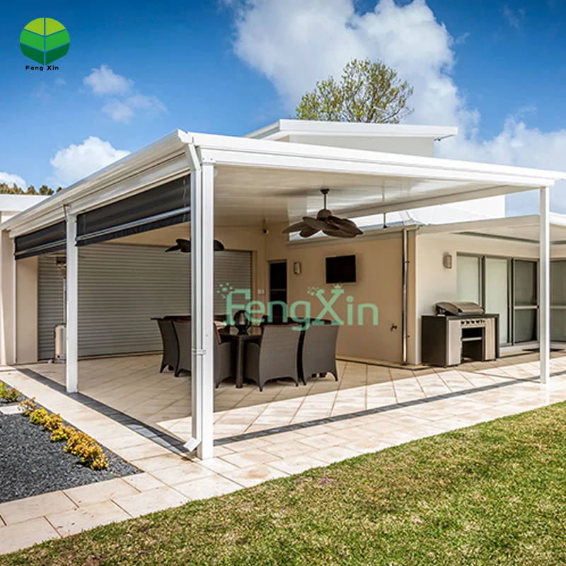 Metal Louvered Pergola Garden Furniture Pergola Awnings Privacy Screen Pergola Roof Bioclimatic Cover Gazebo with LED & Curtain