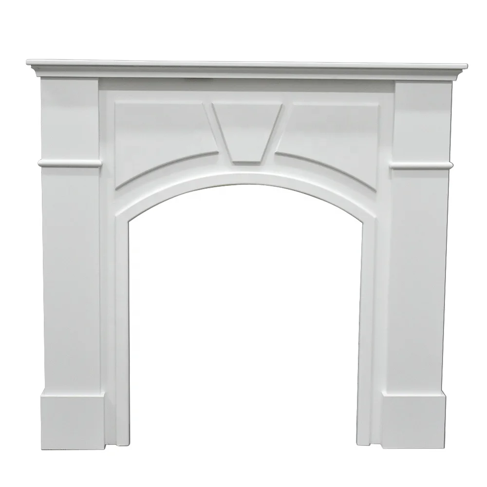 French Country Style White Decorative Wood Fireplace, Vintage Wood Fireplace Mantle