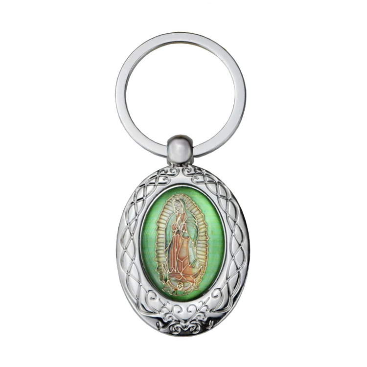 custom cheap metal catholic religious items in the Virgin Mary Jesus for giveaway metal keychain