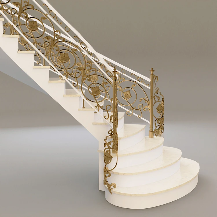 
Interior Stair, Customized Villa Decoration s Elegant Fancy Wrought Iron Railing 