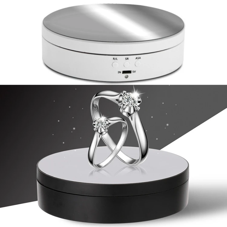Drop Shipping 13.8cm Mirror Style USB Charging Smart 360 Degree Rotating Turntable Display Stand Video Shooting Props Turntable