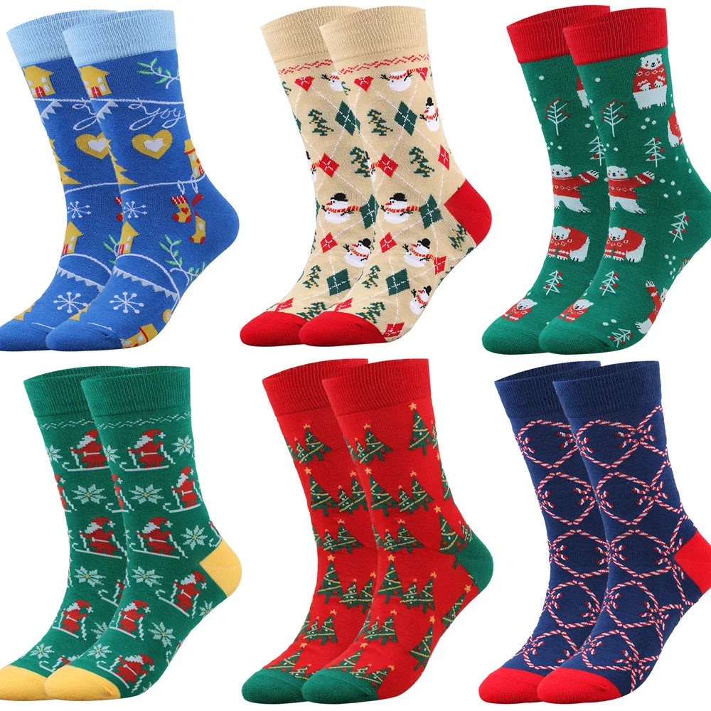 2023 New Custom Christmas Socks Women Autumn Winter Fashion Socks Mid Tube Man Christmas Socks