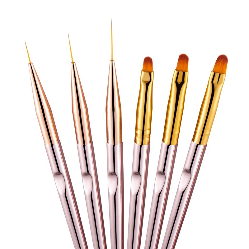 Miyaup rose gold beauty nail liner brush set 6 pcs/set round head nail decor fashion Korea style phototherapy pen brush