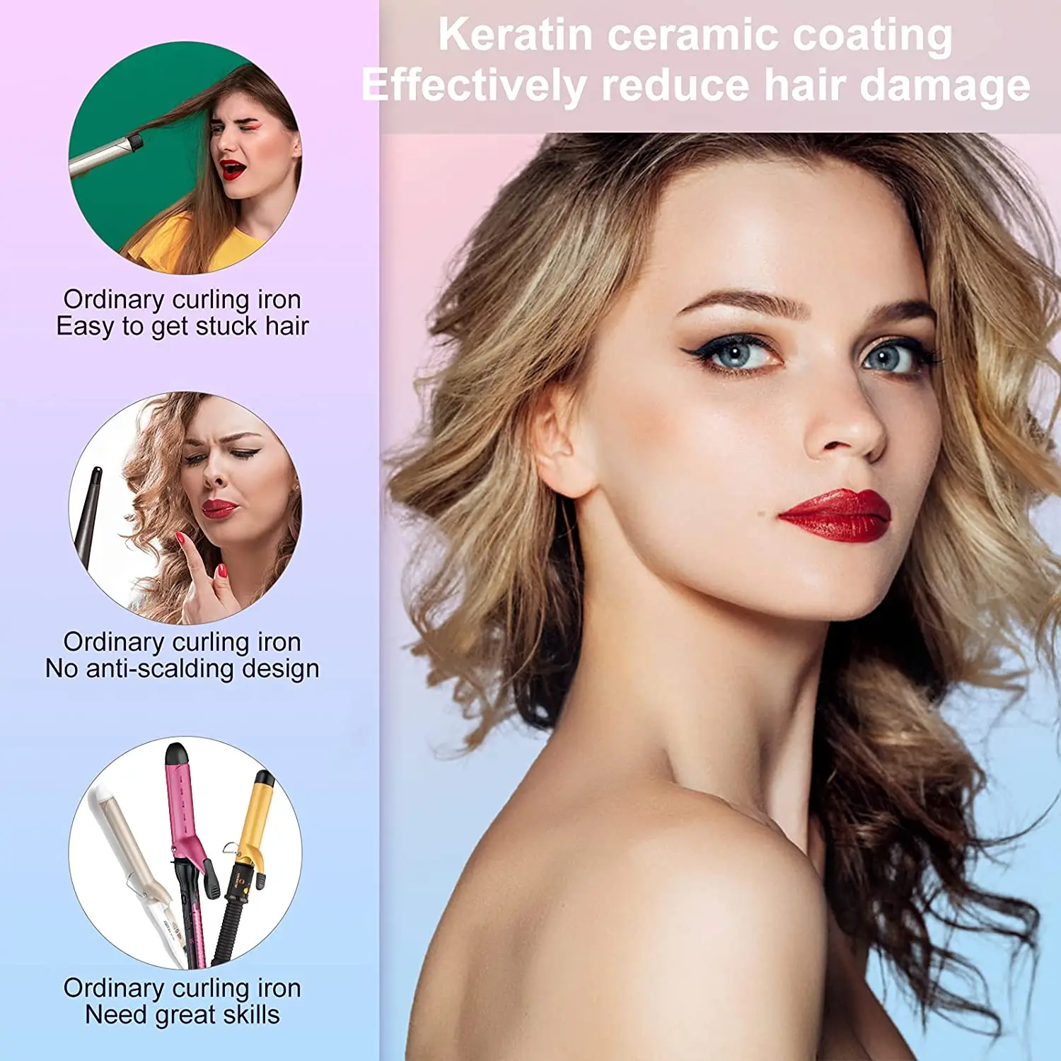 2021 High Quality Auto Hair Curler LED Beauty Professional hair curling iron Rotating Curling Iron Automatic Hair Curler