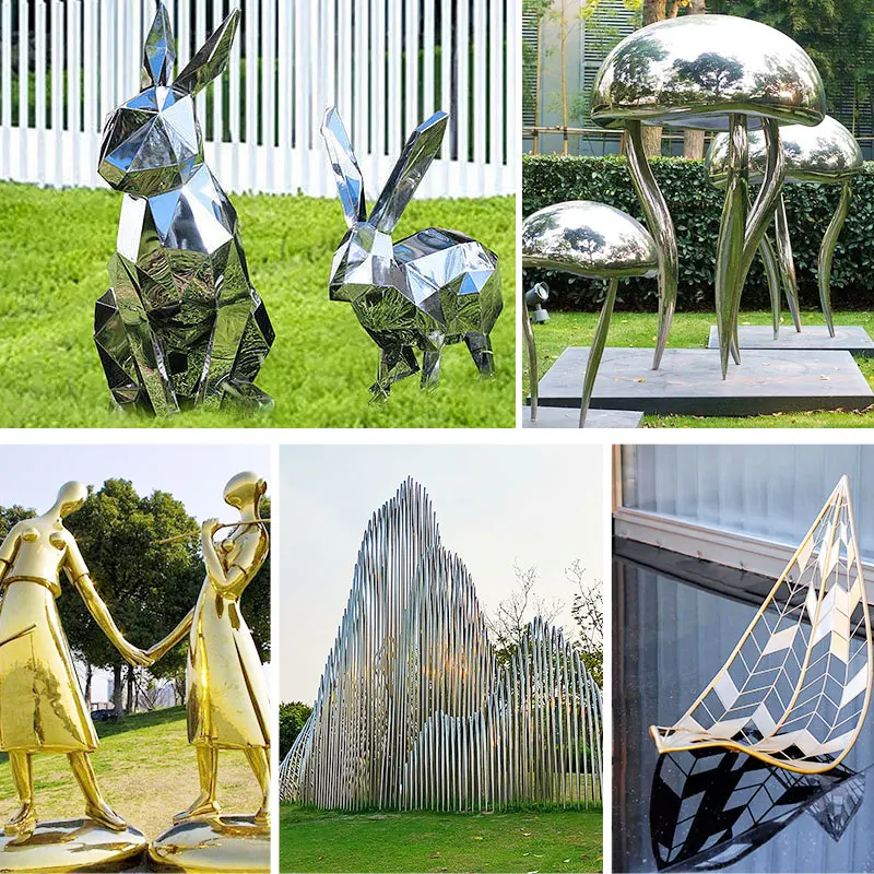 Custom Outdoor Sculptures Modern Style Metal Crafts Garden Abstract Art Stainless Steel Sculpture