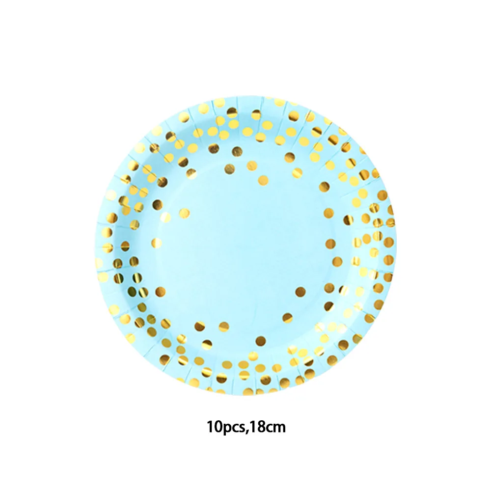 Blue Polka Dot Cutlery Set Disposable Dinner Plates Paper Plates Paper Cups Paper Towels Supplies