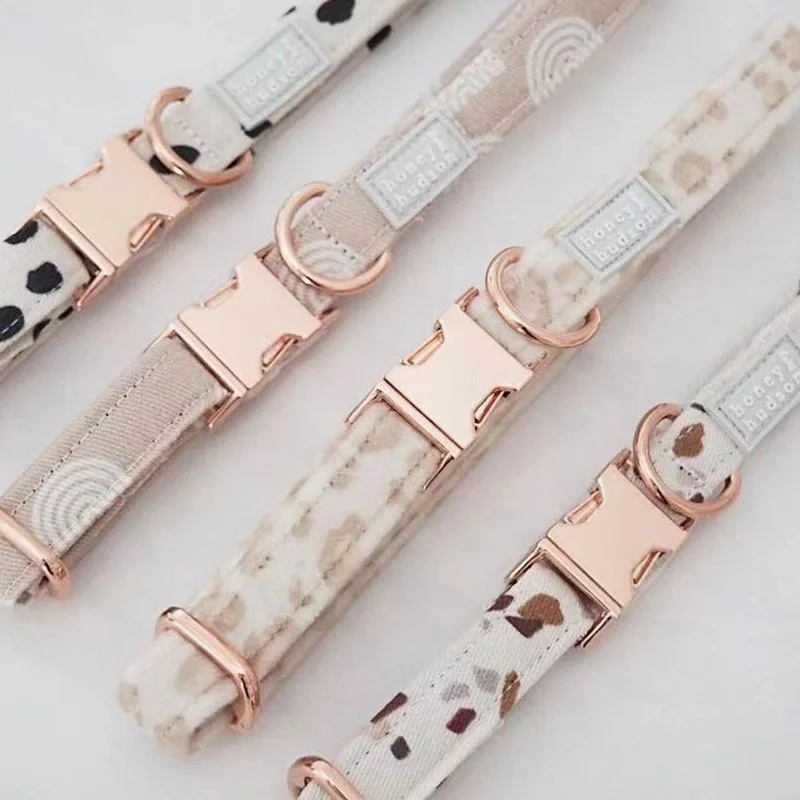 Oem Custom Leash Luxury Personalized Logo Adjustable Pet gold sliver accessories Dog Collar and leash