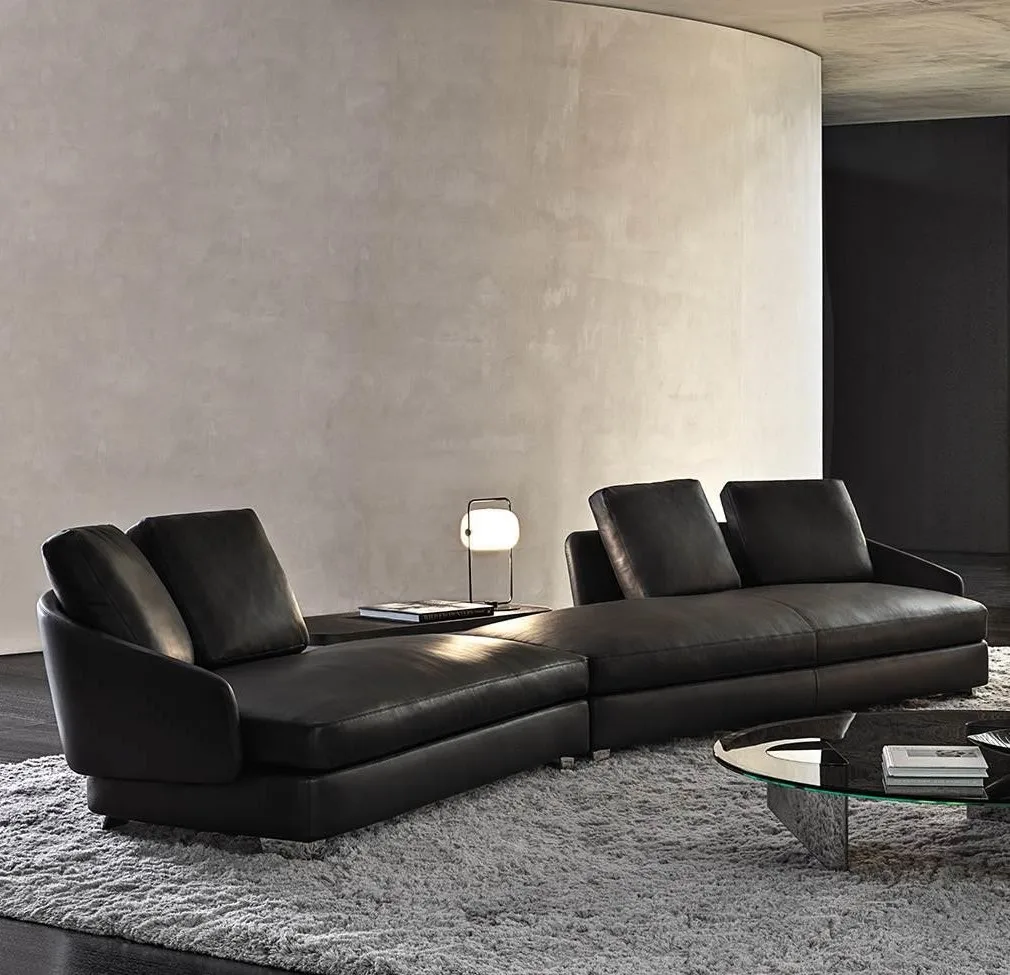 Fashion Italian living room curved sofa set design luxury villa sofa modern high end home sofa furniture set