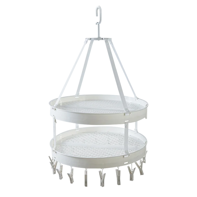 Double Layer Windproof Mesh Clothes Drying Rack,Hanging Clothes Laundry Basket Dryer Net,Network Hanging Clothes Basket