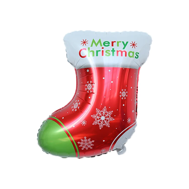 China Supplier Party Balloon Decorations Red Christmas Snow Socks Foil Balloon
