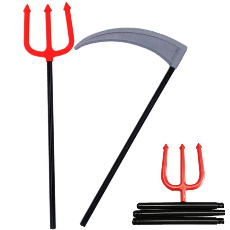 halloween party performances dress up accessory prop fake sickle devil trident kids tricky toys halloween plastic weapon