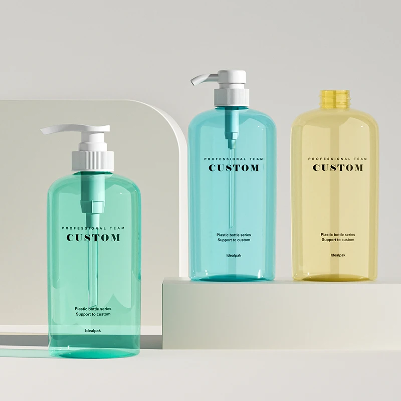 Custom Printing 1000ml Matte Colorful Round Empty Cosmetic Plastic Shampoo Pump Lotion Bottle