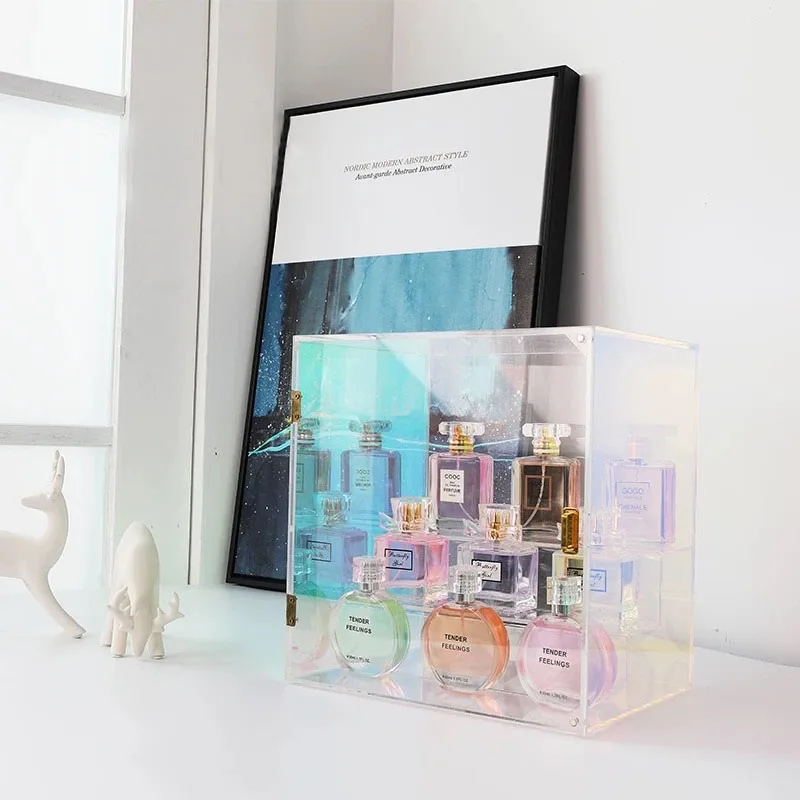 Luxury Colorful perfumes stand display acrylic perfume rack perfume display cabinet