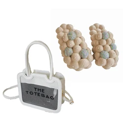 2022 New Design Bling Rhinestone bubble Slides with Handbag Purse Set Pink Orange Women Bubble Slides and The Tote Bag Purse