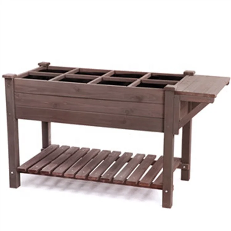 Jaalex Easy Assembly Outdoor 2 Tier Raised Garden Bed Wooden Planter Box For Home Decoration