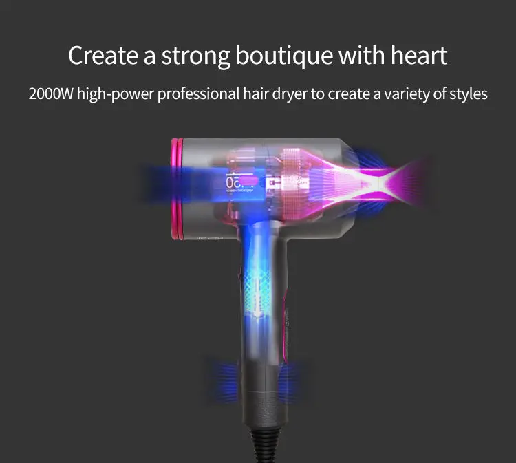 Wholesale salon Professional Dryer Powerful Hairdryer Travel Homeuse Hot Cold Wind super Blow Dryer Negative Ionic Hair Dryer
