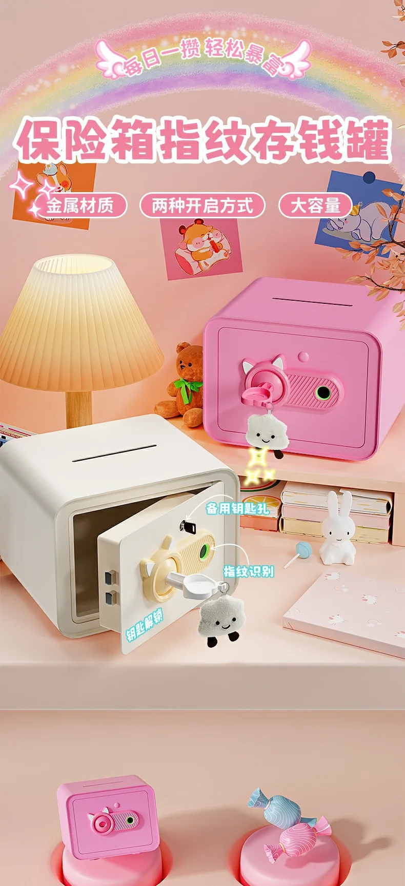 Electronics ATM Piggy Bank Money Bank Money Saving Box with Password&Fingerprint Auto Scroll Music Function Gifts for Girls Boys