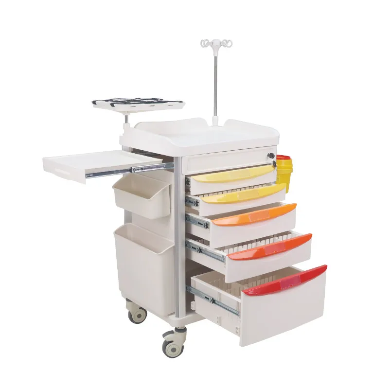 ORP-ET67A Newest Abs Mobile Phlebotomy Carts Hospital Crash Cart Emergency Trolley Equipment With Cpr Board At Back