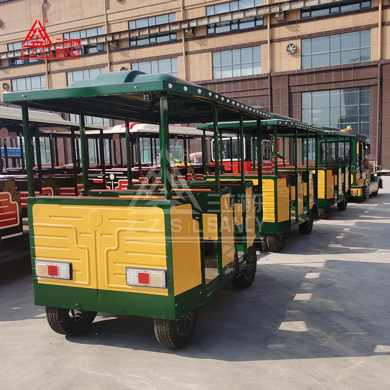 Luxury Tourist Sightseeing Cartoon Theme Trackless Diesel Road Train For Passenger Diesel Transport Ride On For Tourist Train